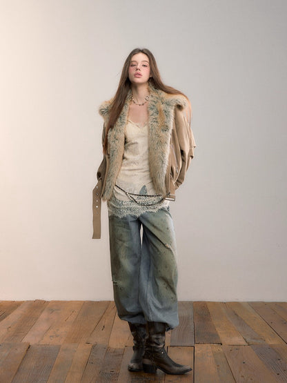 Gradient Faux Fur Cotton Coat