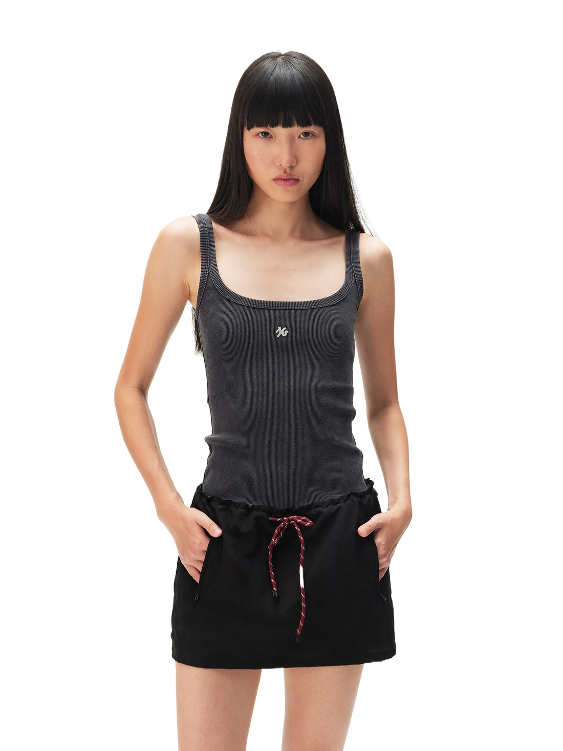 Gray Washed U-Neck Dress