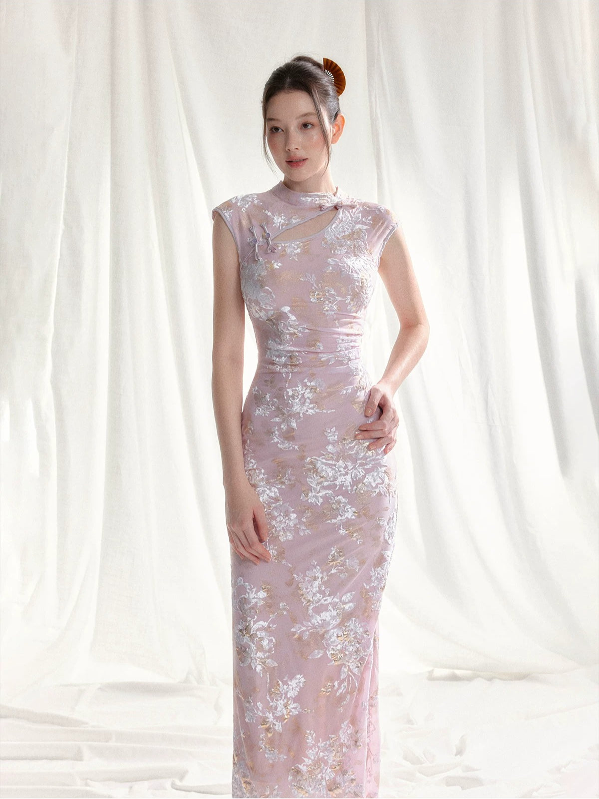Stretch Velvet Jacquard Qipao