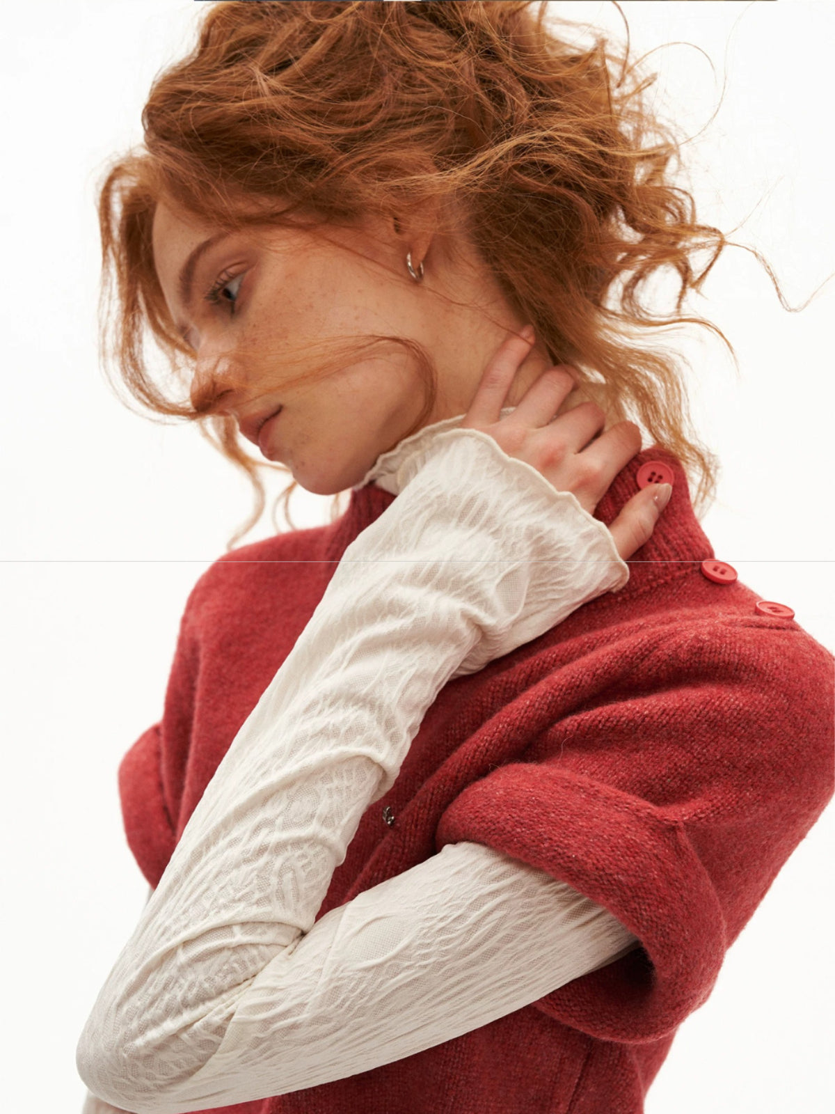 Mock Neck Lettuce-Edge Top