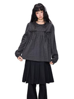Plaid Collar Tie Blouse