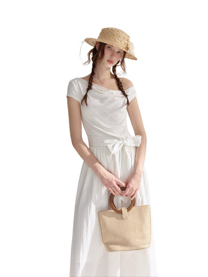 Lace Cowl-Neck Maxi Dress