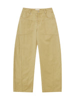 Khaki Low-Waist Curved-Leg Pants