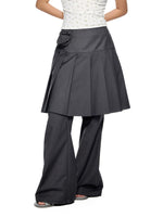 Pleated Skirt Overlay Flare Pants