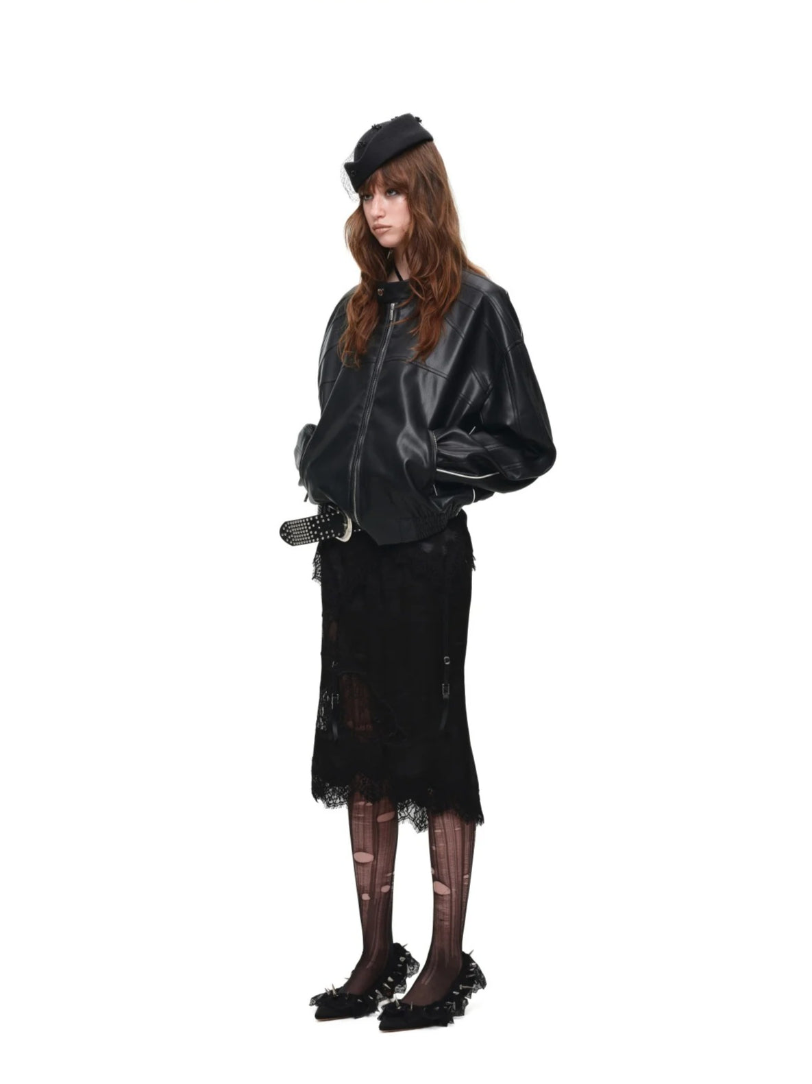 Lace Satin Midi Skirt
