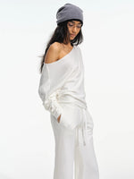 Off-Shoulder Sweatshirt & Flared Pants Set