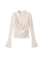 Acetate Wool Cowl Neck Top