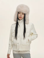 Stand Collar Knit Sleeve Down Jacket