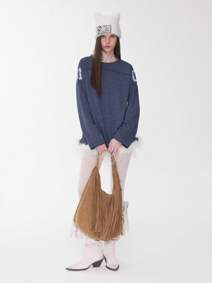 Football Rhinestone Long Sleeve Tee