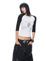 Graphic Contrast Raglan Sleeve T-Shirt