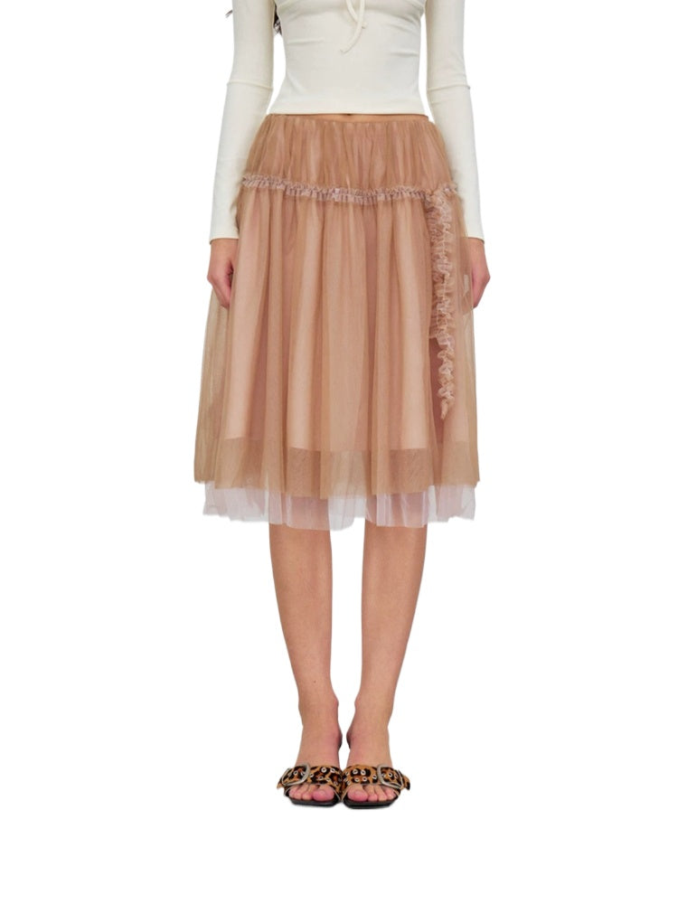 Lace Trim Tulle Skirt
