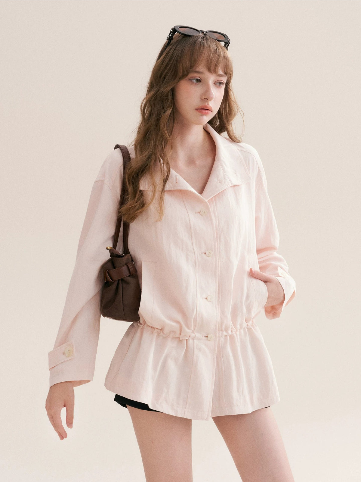 Drawstring Windbreaker Coat