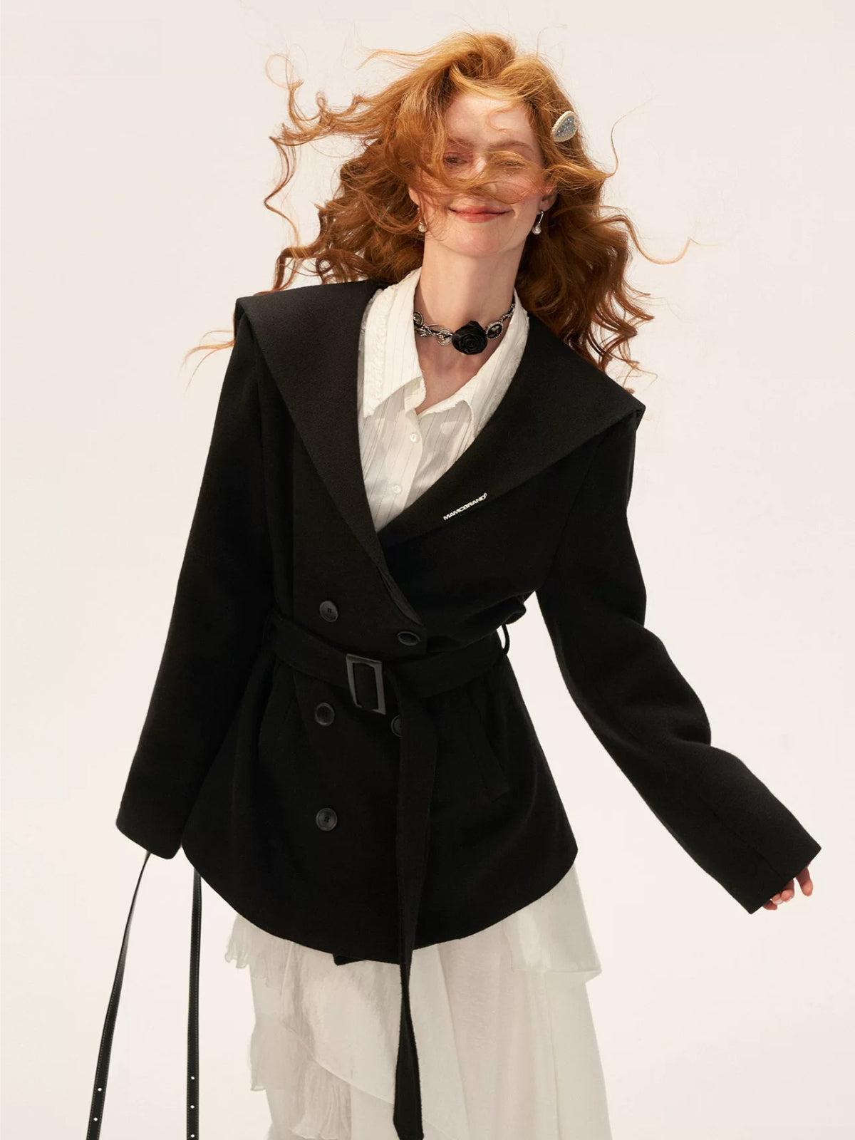 Buttoned Lapel Black Waist Coat