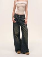 Vintage Double Button Wide-Leg Jeans