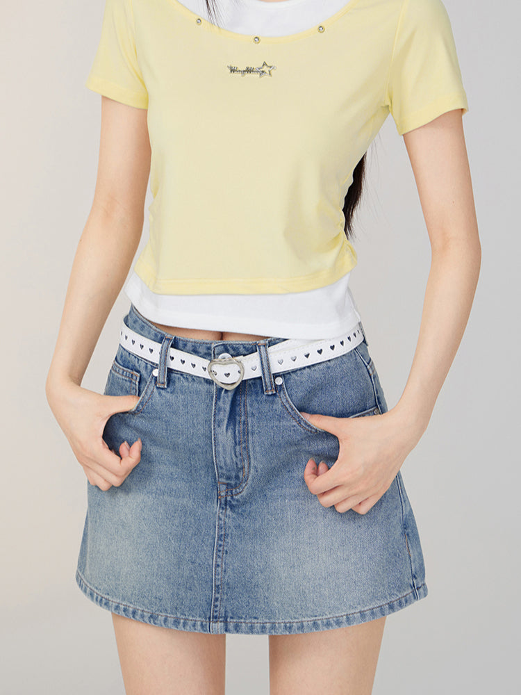 Faux Two-Piece Color-Blocked T-shirt