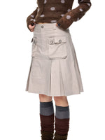 Pleated A-Line Midi Skirt