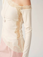 Two Tone Lace Off Shoulder Top