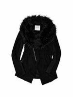 Suede Detachable Fur Collar Coat