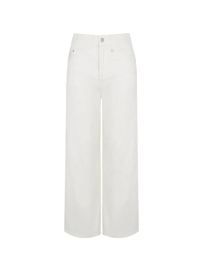 Washed Cotton Wide Leg Jeans