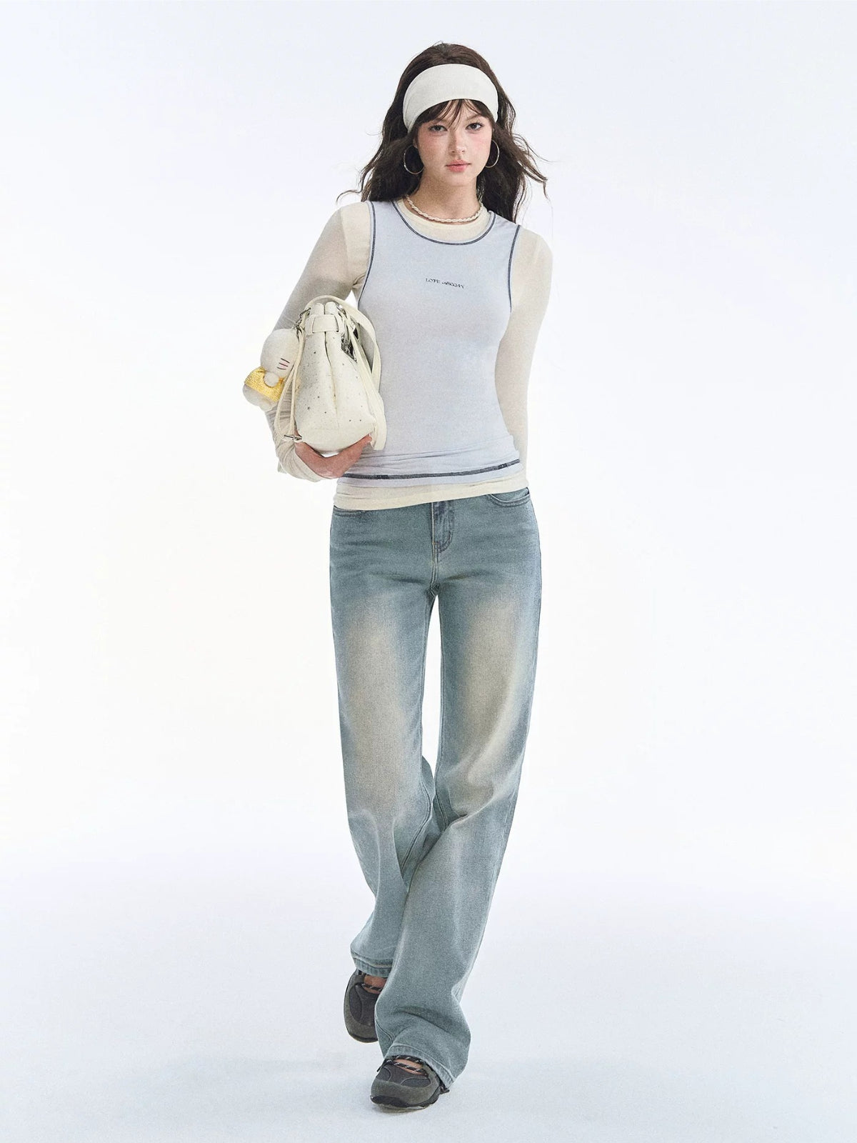 Modal Contrast Layered Long Sleeve Top