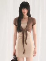 Light Brown Knit Two-Piece Dress Set