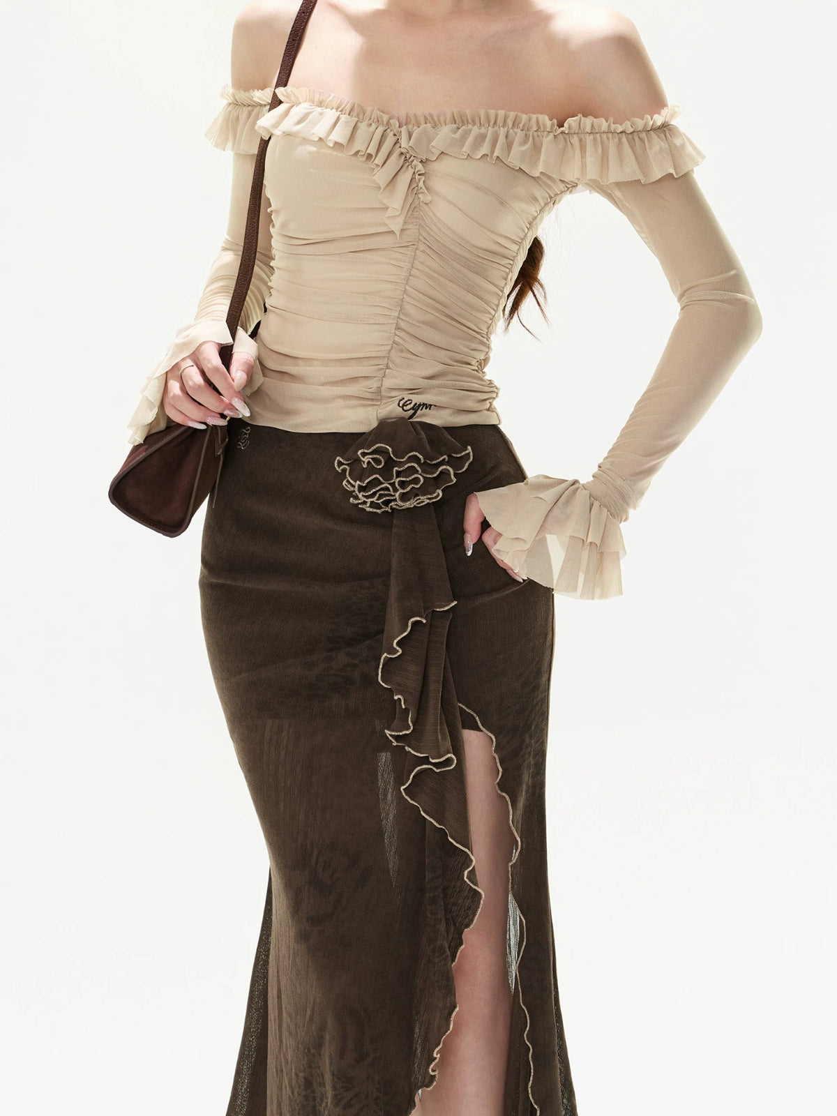 Retro Leopard Ruffle Slit Fishtail Skirt