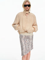 Lyocell Stand Collar Cocoon Jacket