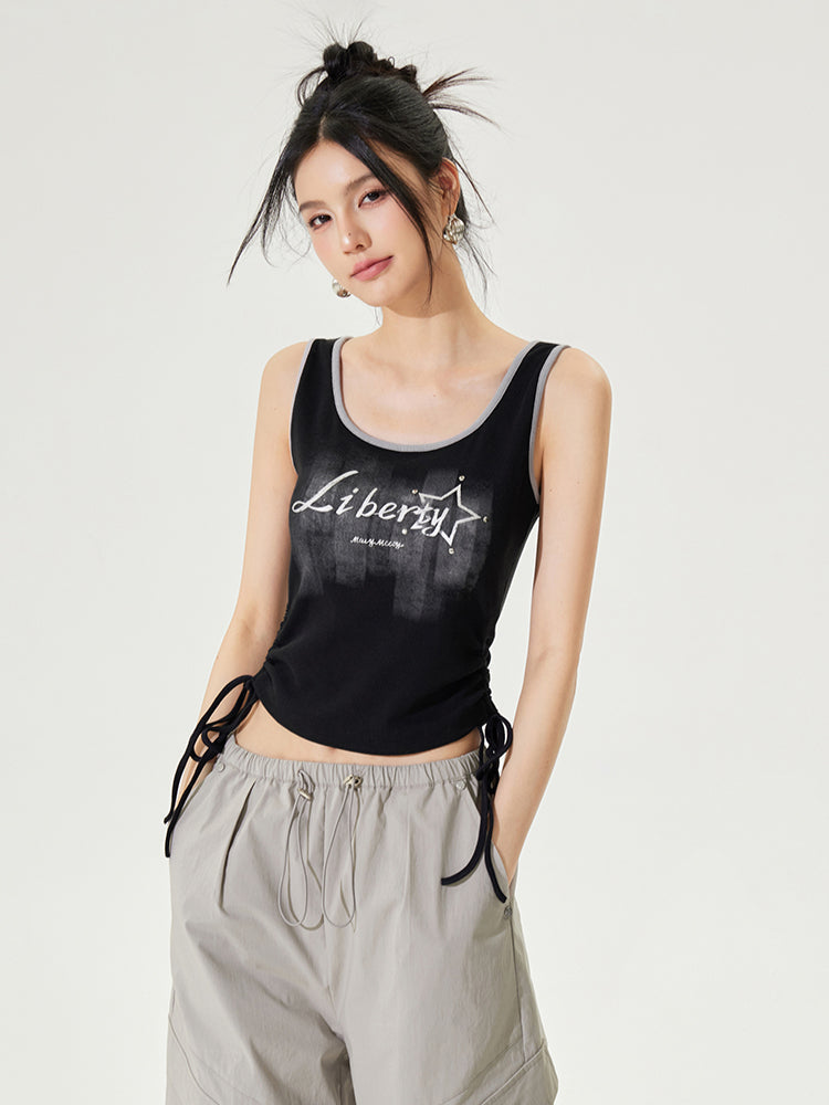 Color-block Tie-up Fitted Tank Top