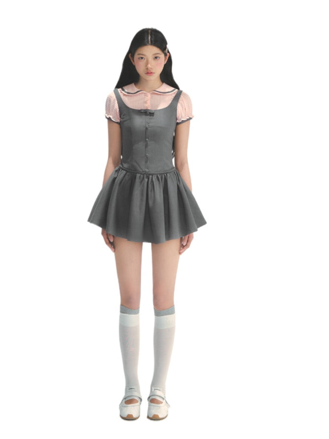 Spliced Fake Two  Piece Preppy Dress
