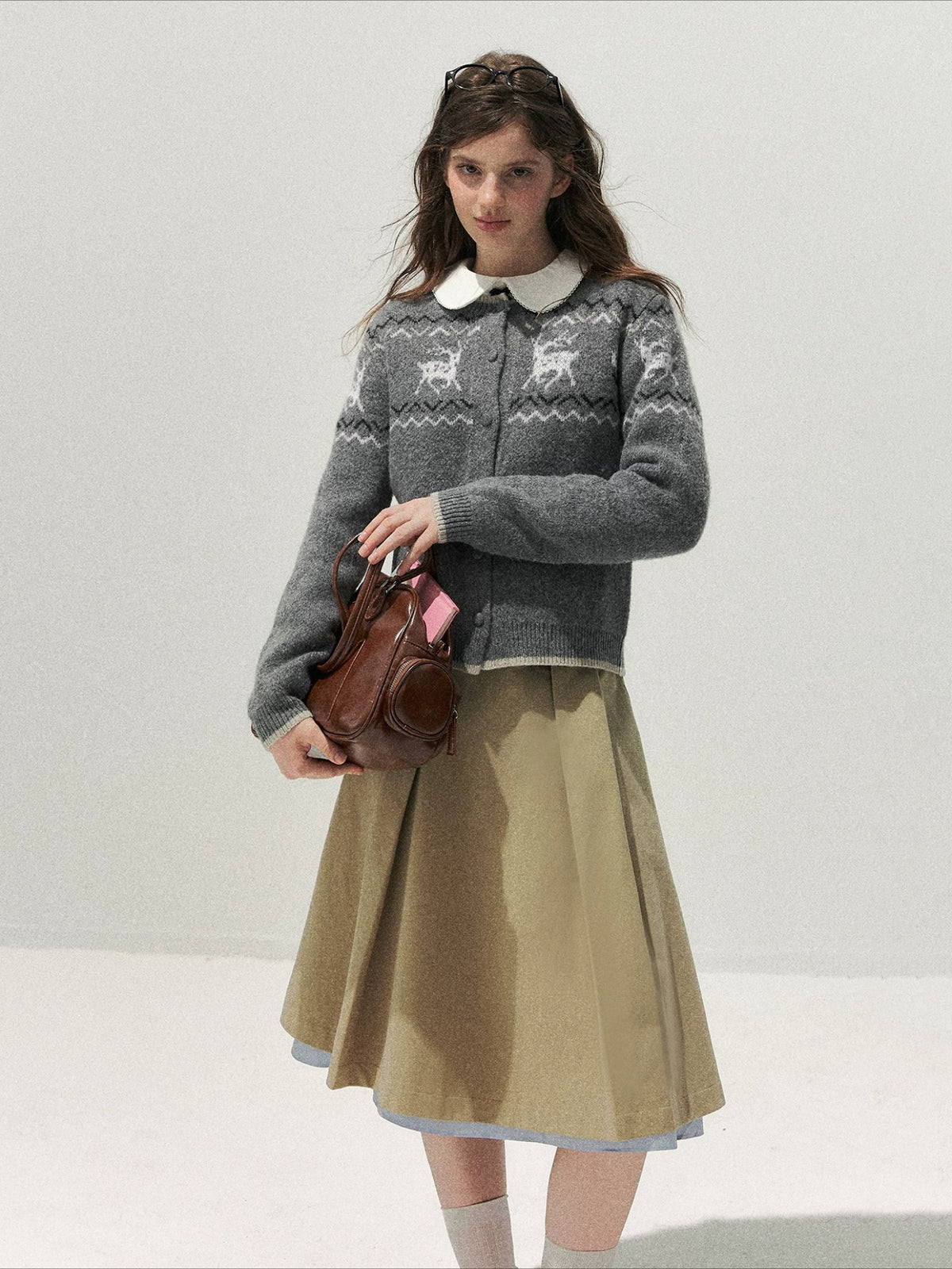 Deer Fair Isle Knit Cardigan