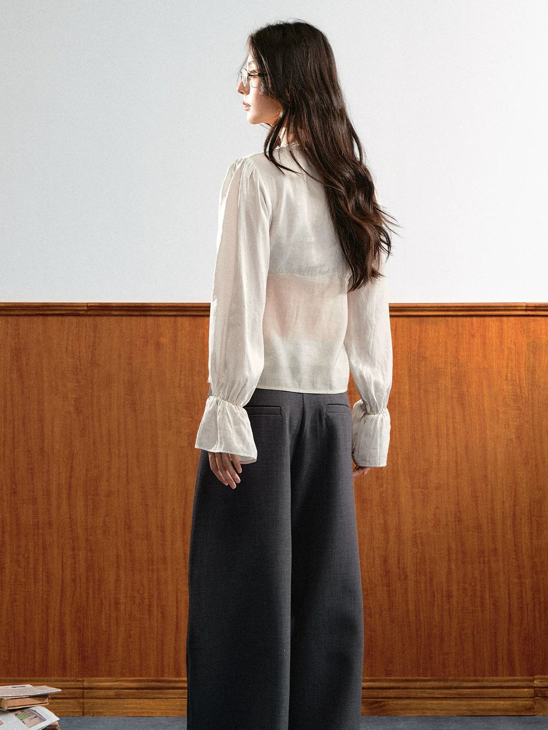 Lace Waist Wide-Leg Pants