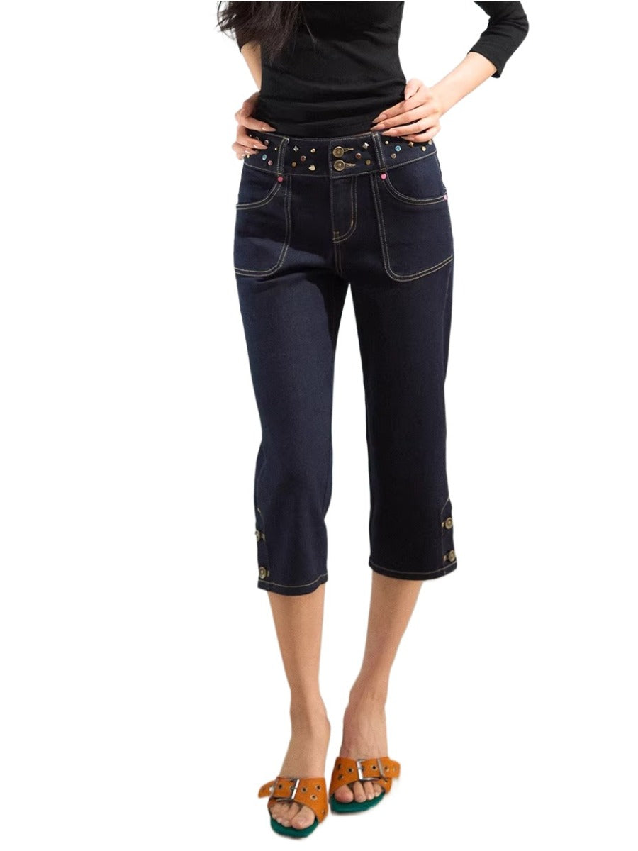 Studded Cropped Denim Pants