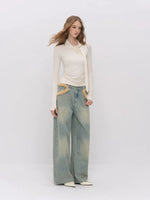 Vintage Washed Wide Leg Jeans