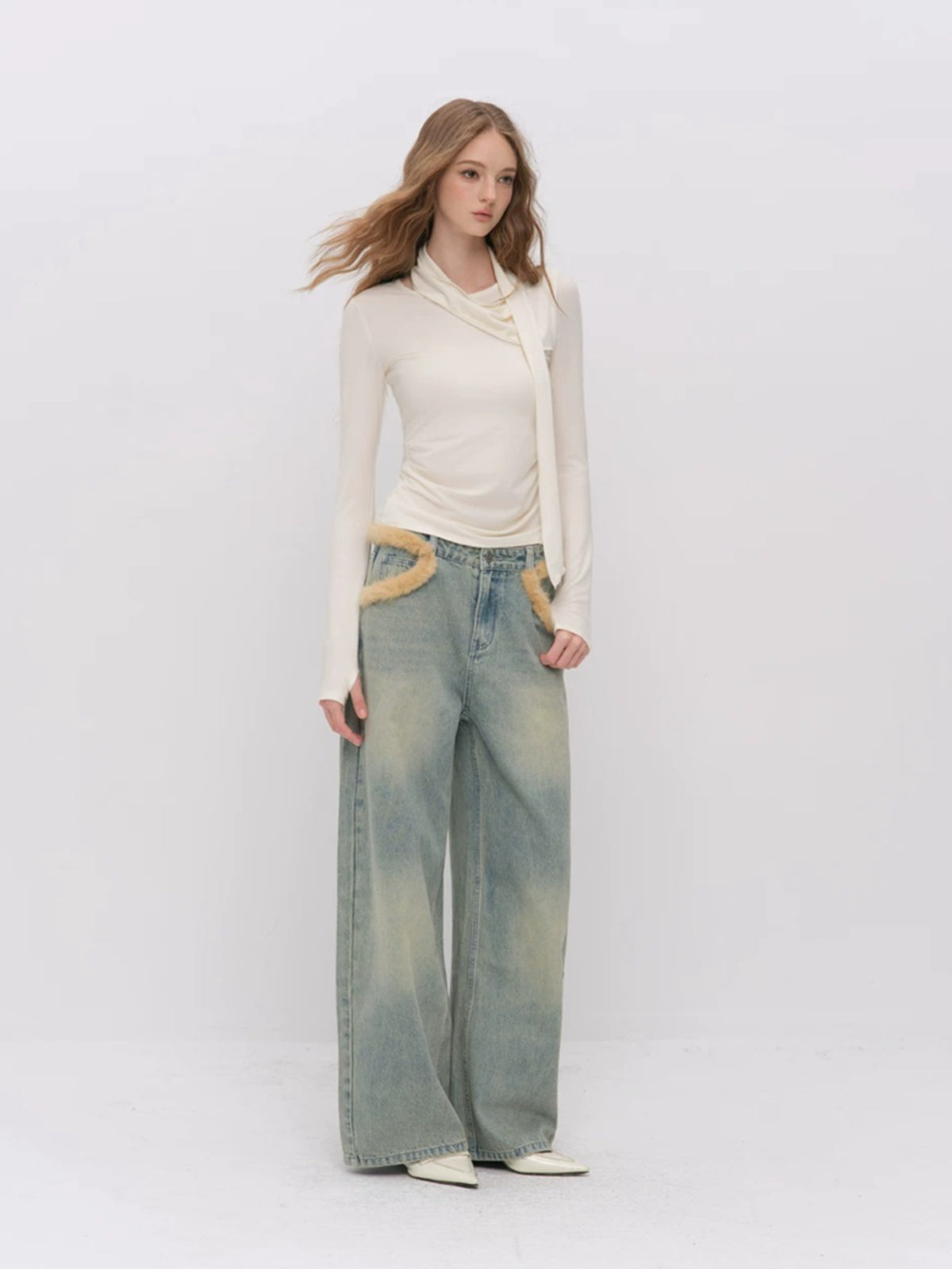 Vintage Washed Wide Leg Jeans