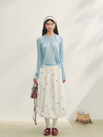 Lace Trimmed Crew Neck Knitted Cardigan Set