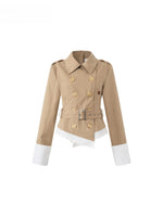 Faux Layered Cropped Trench Jacket