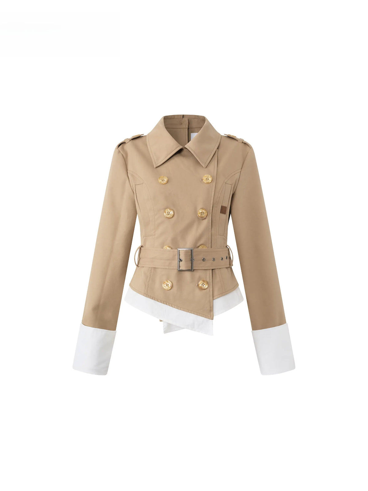 Faux Layered Cropped Trench Jacket