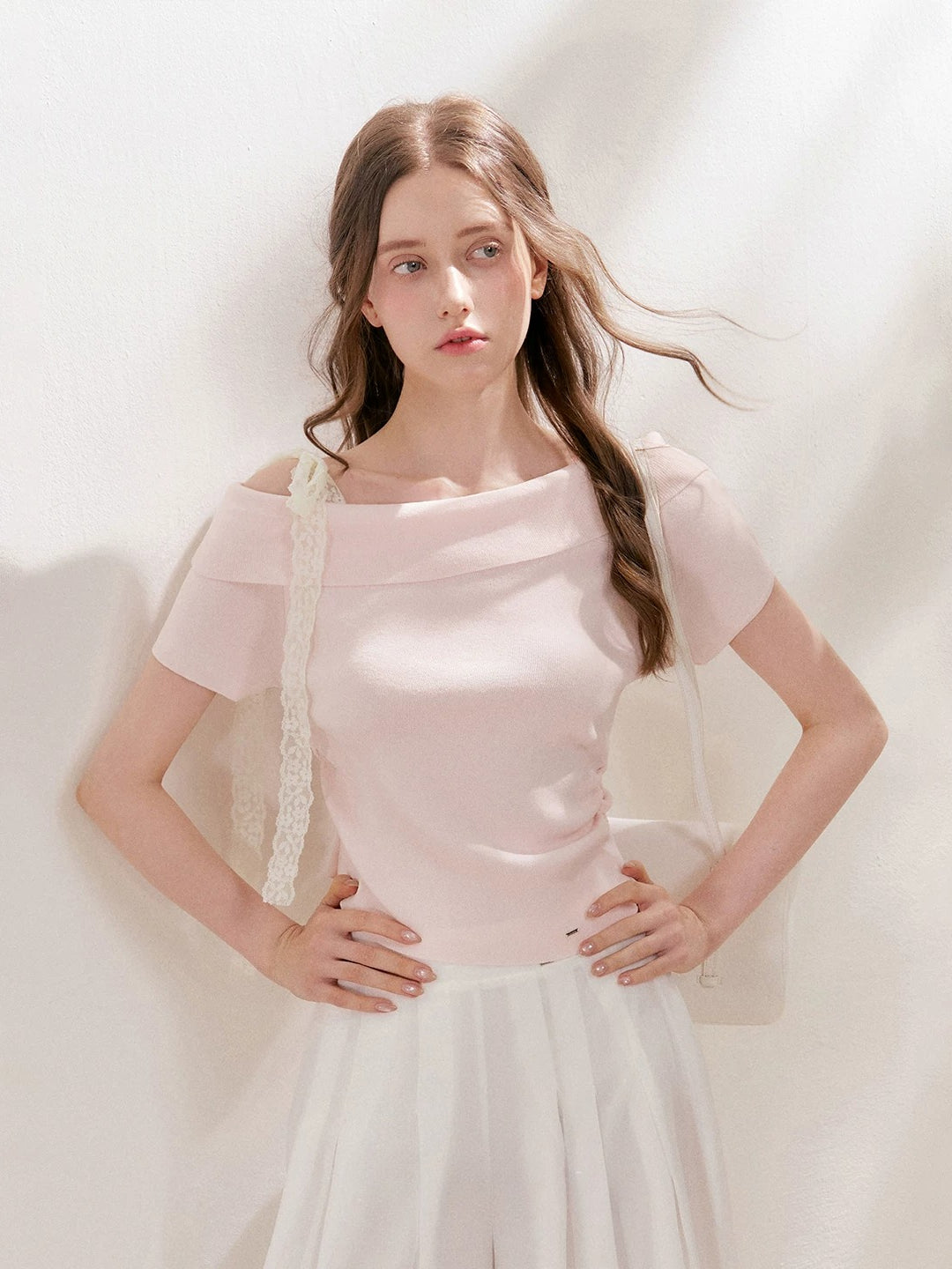 Asymmetric Lace Knit Top