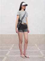 Black Microfiber Leather Water-Repellent Crossbody Bag