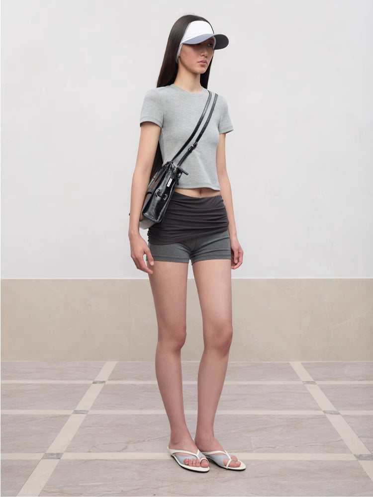 Black Microfiber Leather Water-Repellent Crossbody Bag