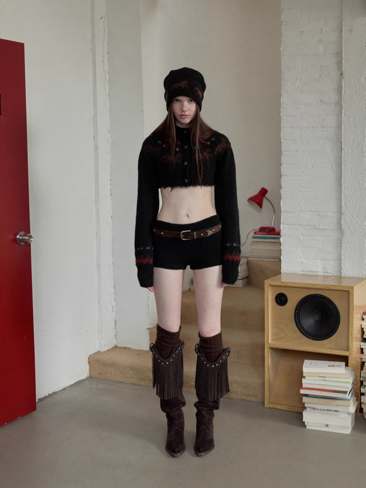 Camo Pony Hair Studded Belt