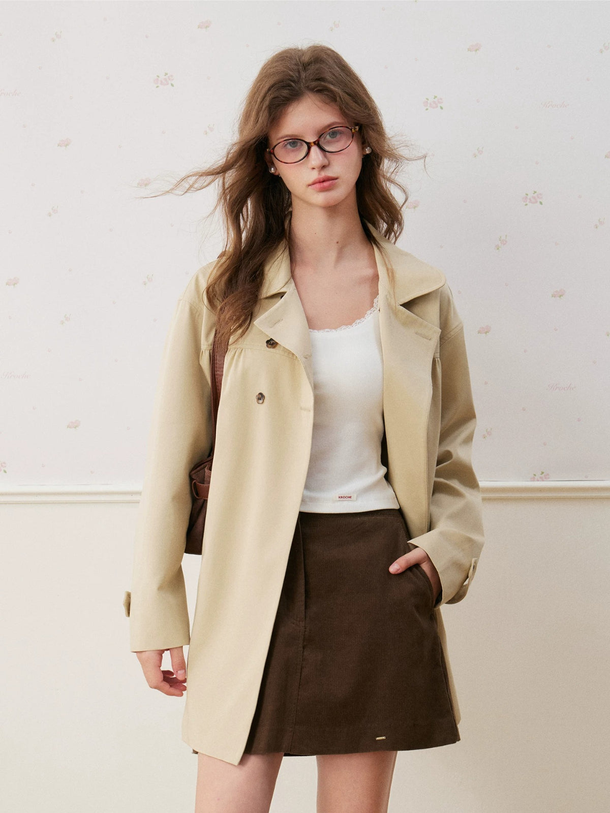 Doll Collar Double Breasted Trench Coat