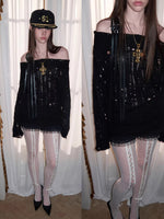 One Shoulder Cable Knit Sweater