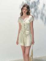 Sea Salt Flavor Printed Short-Sleeve Tie T-shirt & Skirt Set