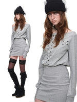 Cross Stud Off-Shoulder Dress