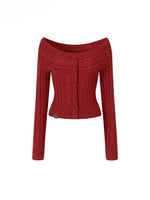 Off-Shoulder Cable Knit Sweater