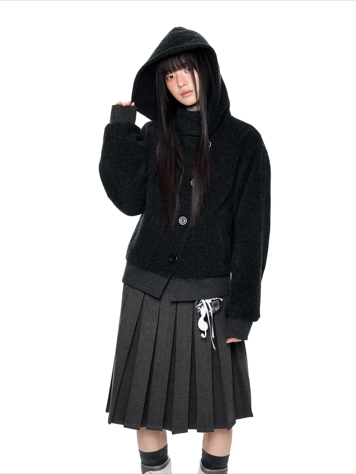 Hooded Button Jacket