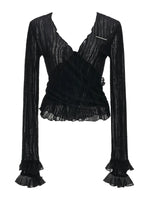 Lace Trim Wrap Knit Cardigan