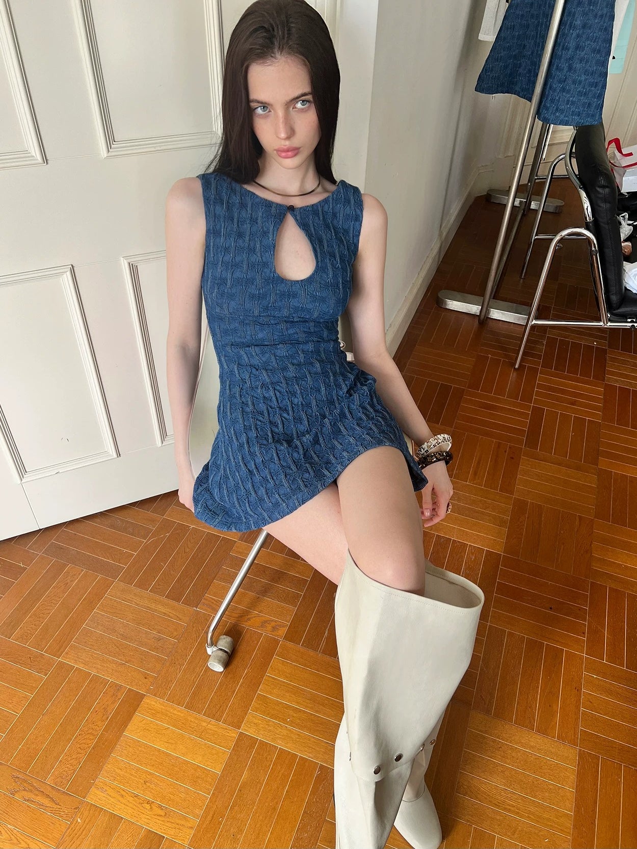 Teardrop Denim Mini Dress
