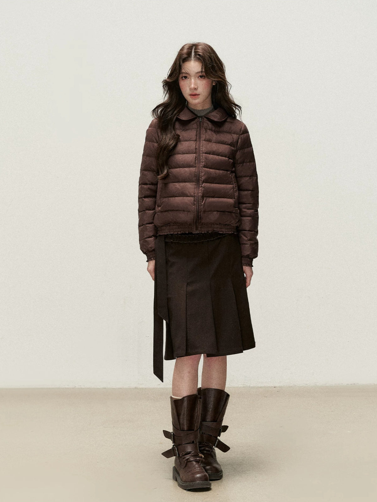 Reversible Floral Peter Pan Collar Down Jacket